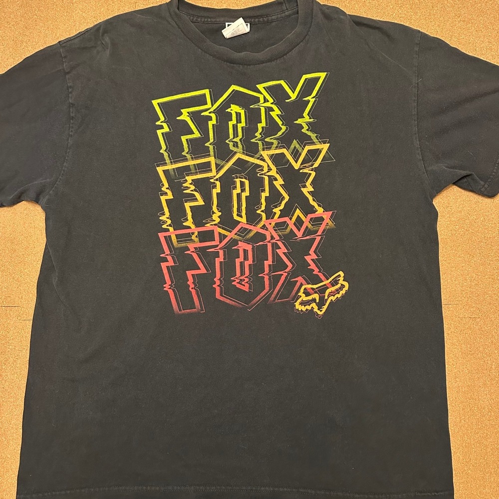Fox Racing T Shirt Mens XL Black Glitch Logo Graphic Motocross Short Sleeve Tee